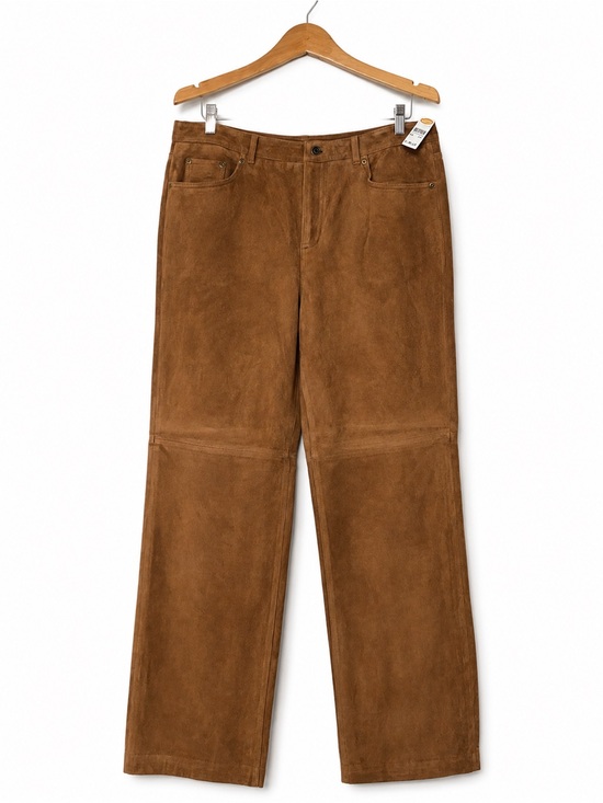 Talbots Pants - NWT Talbots Size 14 100% Leather Suede Pants Cognac Brown Straight Leg